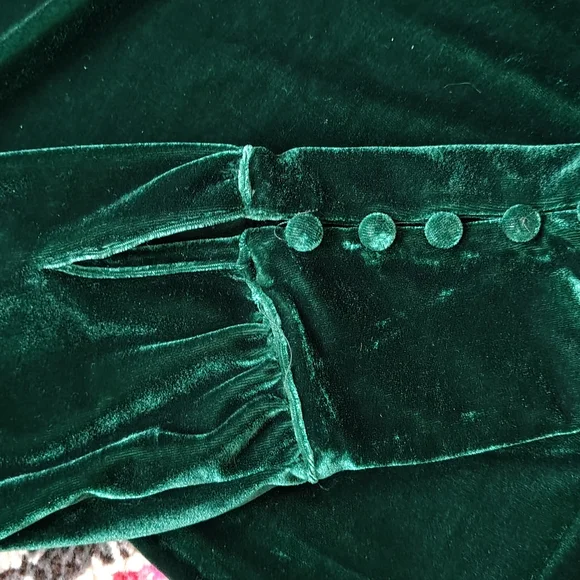 Anthropologie Emerald Green Velvet Top - Picture 8 of 8